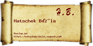 Hatschek Béla névjegykártya